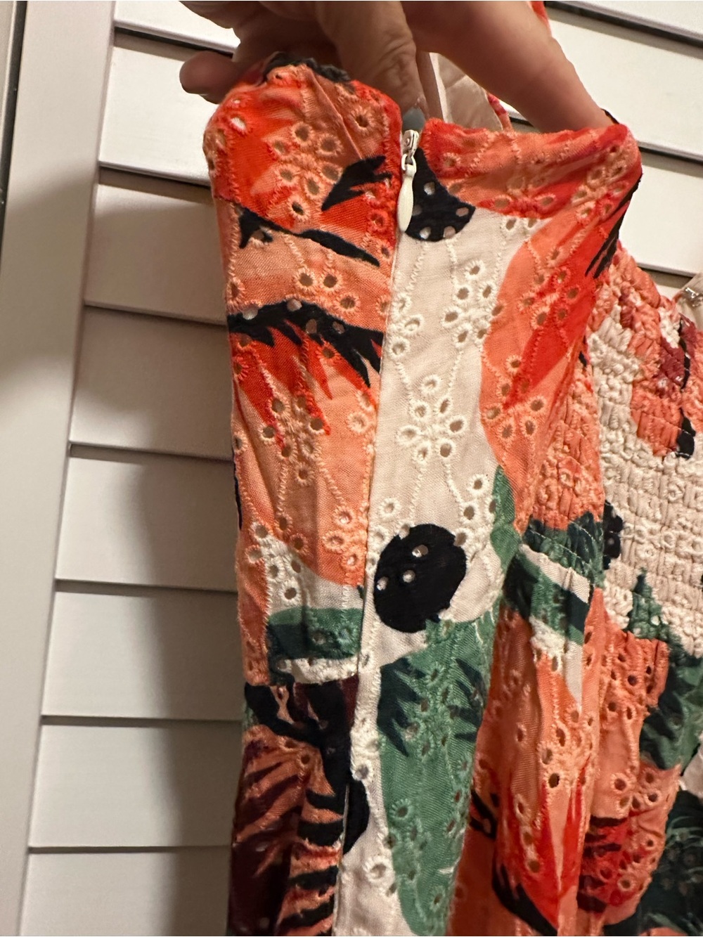 Anthropologie Cream Maxi Slip Dress with Orange Floral & Black Polka Dots - Picture 6 of 6